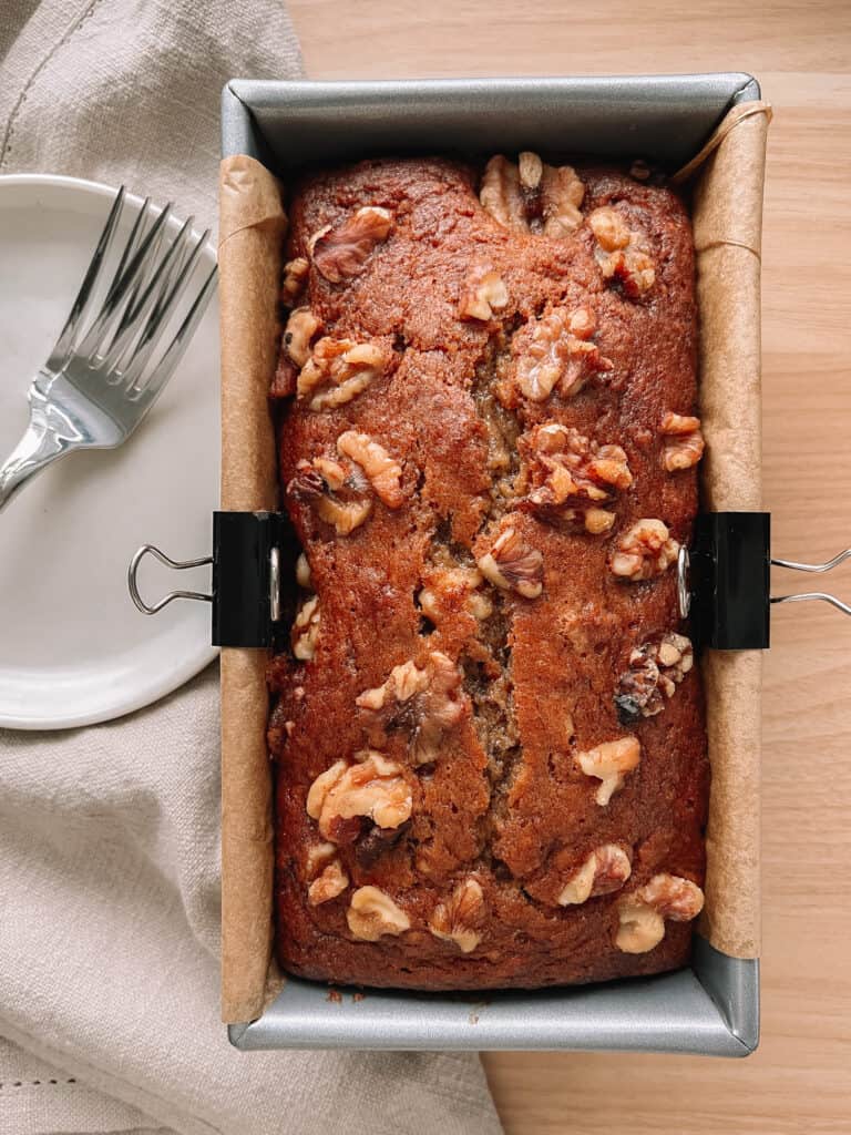 banana walnut bread loaf